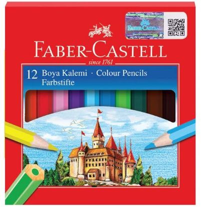 Faber Castell 12 Li Yarım Boy Kuru Boya Kalemi resmi