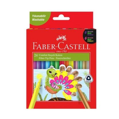 Faber Castell 24 Lü Neon Yıkanabilir Keçeli Kalem resmi