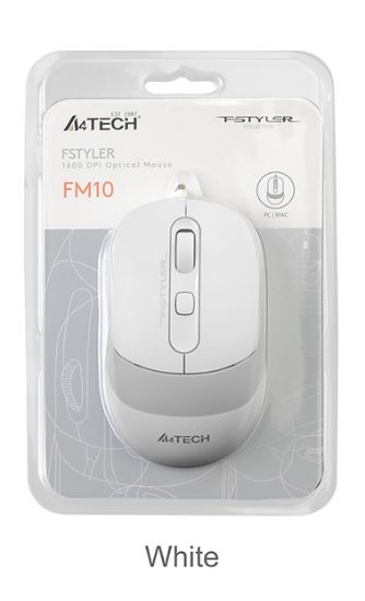 A4 Tech Fm10 Usb Fstyler Beyaz Optik 1600 Dpı Mouse resmi