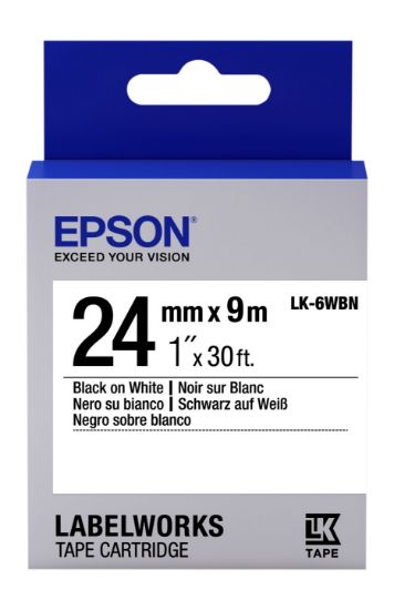 Epson LK-6WBVS Siyah Üzeri Beyaz 24MM 8Metre Etiket resmi