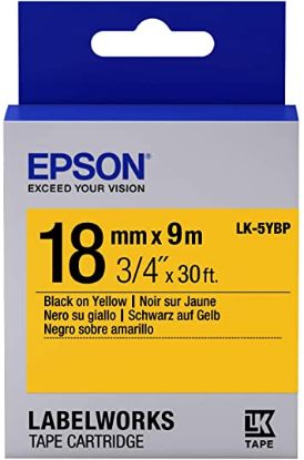 Epson LK-5YBP Pastel Siyahı Üzeri Sarı 18mm 9metre Etiket resmi