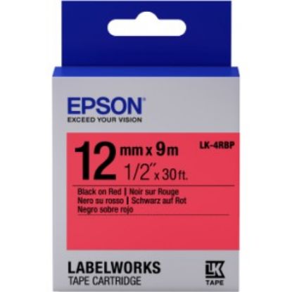 Epson LK-4RBP Pastel Kırmızı Üzeri Siyah 12MM 9Metre Etiket resmi