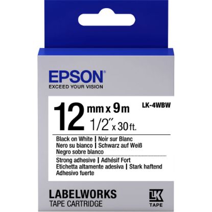 Epson LK-4WBW Strong Siyah Üzeri Beyaz 12MM 9Metre Etiket resmi