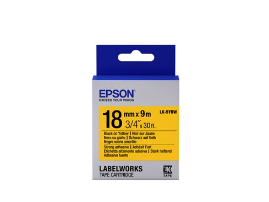 Epson LK-5YBW Strong Siyah Üzeri Sarı 18MM 1,5Metre Etiket resmi