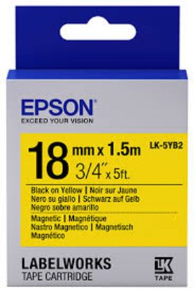 Epson LK-5YB2 Mıknatıslı Siyah Üzeri Sarı 18MM 1,5Metre Etiket resmi