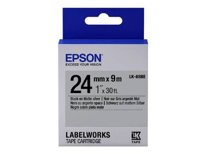 Epson LK-6SBE Mat Siyah Üzeri Mat Gümüş 24MM 9Metre Etiket resmi