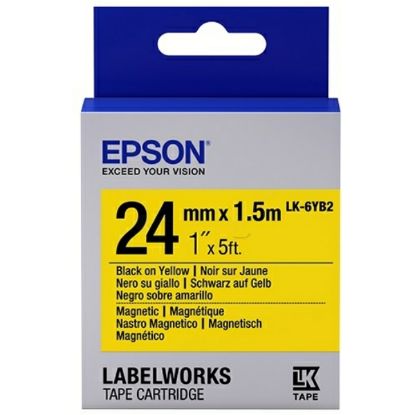 Epson LK-6YB2 Mıknatıslı Siyah Üzeri Sarı 24MM 1,5Metre Etiket resmi