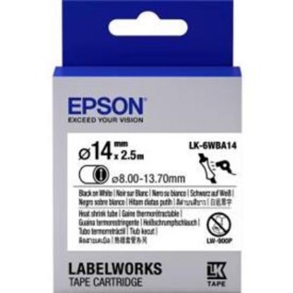 Epson LK-6WBA14 Isıyla Daralan Siyah Üzeri Beyaz 14MM 2,5Metre Etiket resmi