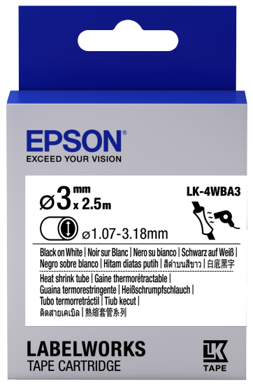 Epson LK-4YBA3 Isıyla Daralan Siyah Üzeri Sarı 3MM 2,5Metre Etiket resmi