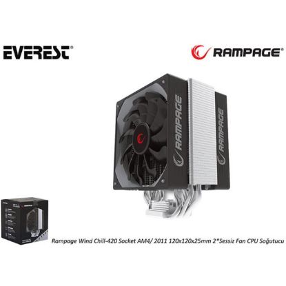 Everest Rampage Chıll-420 Socket am4/2011 - 120x120x25mm 2* Sessiz Fan Cpu Soğutucu resmi