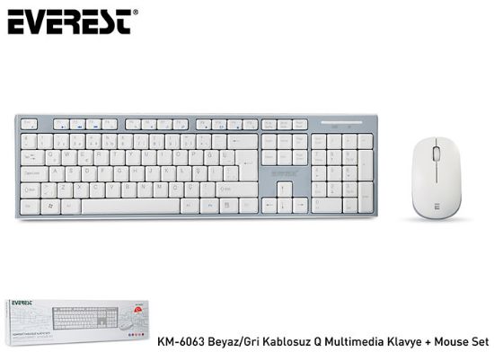 Everest KM-6063 Beyaz/Gri Kablosuz Q Multimedia Klavye + Mouse Set resmi