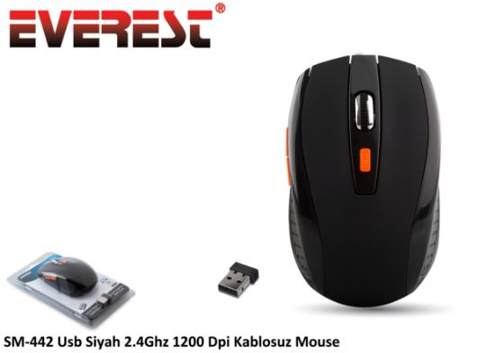 Everest SM-442 Siyah Kablosuz Mouse resmi