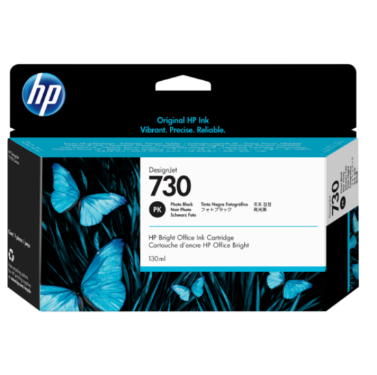 HP 730 Photo Black Foto Siyah 130 Ml Plotter Kartuşu P2V67A resmi