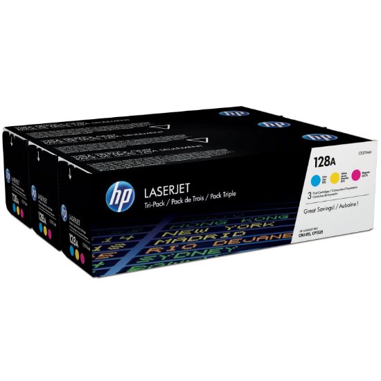 HP 128A Mavi/Kırmızı/Sarı 3lü Takım Toner CF371AM CE321A/CE322A/CE323A resmi