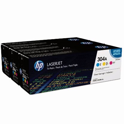 HP 304A Mavi/Kırmızı/Sarı 3lu Takım Toner CF372AM CC531A/CC532A/CC533A resmi