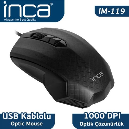 Inca IM-119 Usb Siyah Optik Mouse (Kablo Uzunluğu 150 cm ) resmi