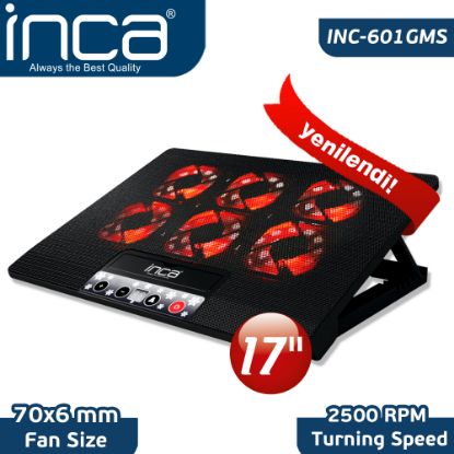 Inca Inc-601GMS 7"-17" 6 Fanlı 2xUSB 6 Kademeli  Notebook Fanı resmi