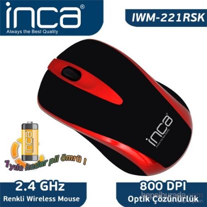 Inca IVM-221RSK 2.4GHZ Wireless Nano Kırmızı Mouse resmi