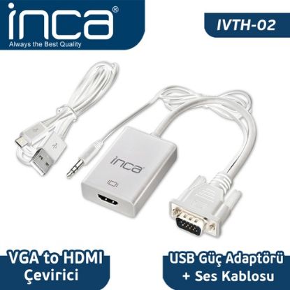 Inca IVTH-02 Vga To Hdmı Çevirici + Usb Adaptör+ + Ses Kablosu  resmi