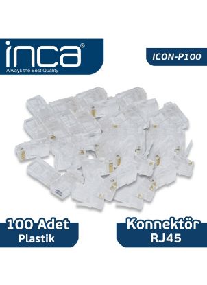 INCA Icon-p100 Cat6 Rj-45 Plastik 100lü  Konnektör resmi