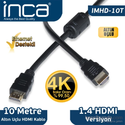 Inca IMHD-10T 10M 4K 1,4 V 3D Altın Uçlu HDMI Kablo resmi