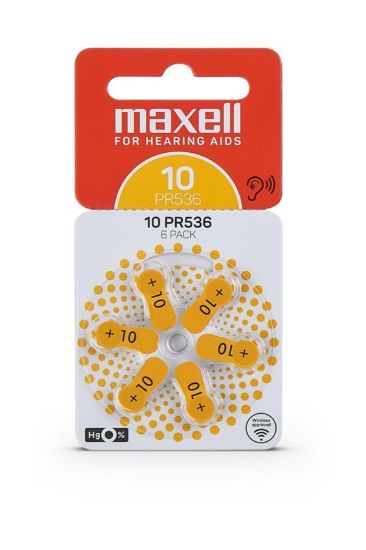 Maxell PR536 (10) 1.4V Düğme Kulaklık Pili  6'lı Paket resmi