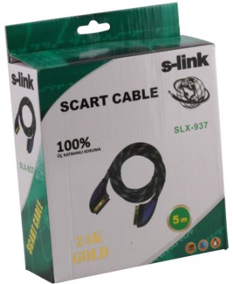 S-link SLX-937 Scart To Scart  5mt Gold Kılıflı Kablo resmi