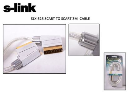 S-link SLX-525 Scart To Scart 3mt Gold Metal Kablo resmi