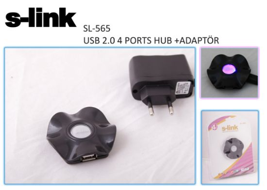 S-link SL-565 4 Port 2.0 Adaptörlü Usb Çoklayıcı resmi