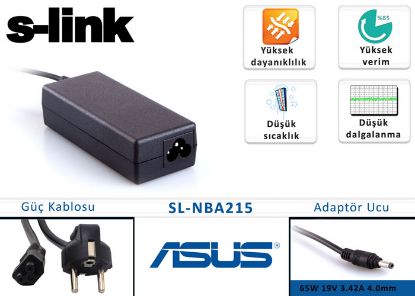 S-link SL-NBA215 65W 19V 3.42A 4.0mm/1.5mm Asus Ultrabook Standart Adaptör resmi