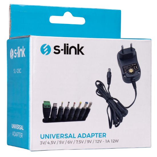 S-link SL-128C 3V/4,5V/5V/6V/7,5V/9V/12V 1A 12W (5.5*2.1) 8 Uçlu Adaptör resmi