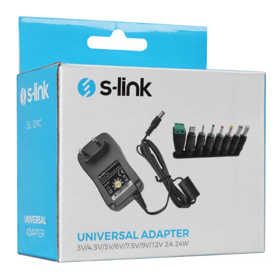 S-link SL-129C 3V/4,5V/5V/6V/7,5V/9V/12V 2A 24W (5.5*2.1) 8 Uçlu Adaptör resmi