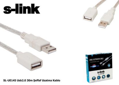 S-link SL-UE145 30mt 2.0 Usb Şeffaf Uzatma Kablosu resmi