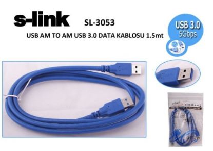 S-link SL-3053 1.5mt Usb 3.0 am To am Data Kablosu resmi