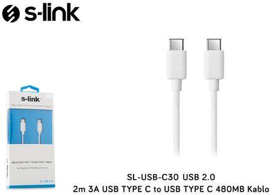 S-link SL-Usb-C30 2mt Usb 2.0 Type-c Erkek Kablo resmi