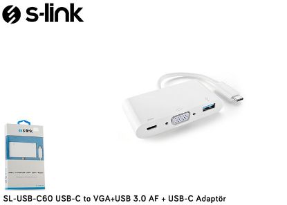 S-link SL-USB-C60 Type-c Erkek To Vga Usb 3.0 Type-c Çevirici resmi