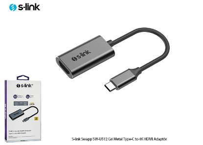 S-link Swapp SW-U512 4K@30Hz Gri Metal Type-C to 4K HDMI Adaptör resmi