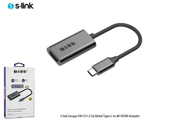 S-link Swapp SW-U512 4K@30Hz Gri Metal Type-C to 4K HDMI Adaptör resmi