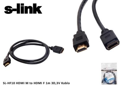 S-link SL-HF10 Hdmı m to Hdmı f 1 Mt 3d,3v Kablo Hdmı Erkek To Hdmı Dişi Uzatma resmi