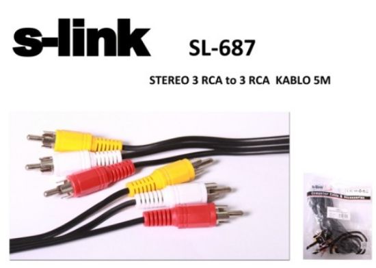 S-link sl-687 3rca To 3rca 5mt Kablo resmi