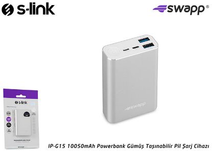 S-link Swapp IP-G15 10050mah lg Batarya 2xusb 2.1a Powerbank Gümüş Taşınabilir Pil Şarj Cihazı resmi