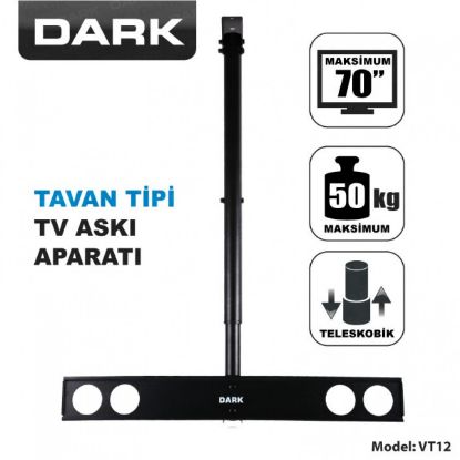 Dark VT12 37"- 70" Tavan Tipi Hareketli, Yükseklik Ayarlı TV Askı Aparatı  resmi