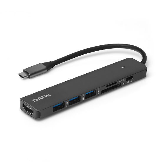 Dark DK-AC-U31X42 USB 3.1 Gen1 Type-C 7in 1 HDMI/USB 3.0/TF SD Kart Okuyucu/USB-C&USB-C PD Hub resmi