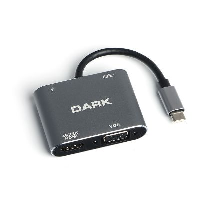 Dark USB 3.1 Type-C' den 4K UHD HDMI & VGA Dönüştürücü Adaptör resmi
