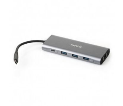 Dark USB 3.1 Type C 9 in 1 Ethernet / HDMI / TF SD Kart Okuyucu / USB 3.0 / Kulaklık  Çevirici HUB resmi
