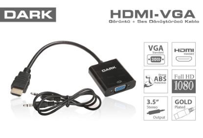 Dark HDMI TO VGA ve SES Aktif Dijital-Analog Dönüştürücüsü resmi