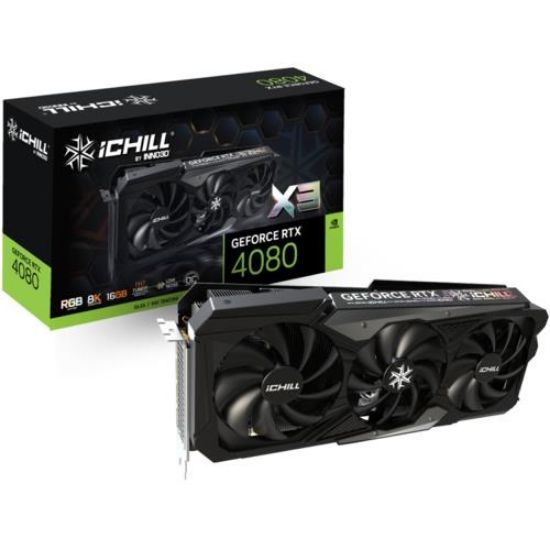 Inno3D RTX4080 ICHILL x3 16GB 256Bit GDDR6X 3x DP 1.4a, HDMI 2.1 C40803-166XX-187049H Ekran Kartı  resmi