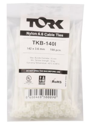 Tork TKB-140I 3.6-142 Beyaz Kablo Bağı 100lü Paket resmi