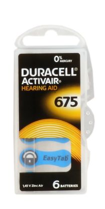 Duracell 675 Numara Düğme Kulaklık Pili İşitme Cihazı İçin 6'lı Paket resmi