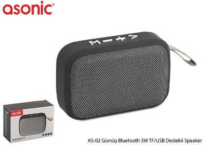 Asonic AS-02 Gümüş Bluetooth 3W TF/USB Destekli Speaker resmi